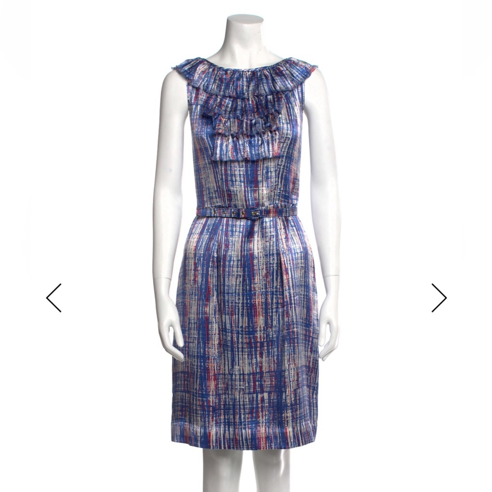 Kate Spade Blue and Red Ruffled Midi Dress
